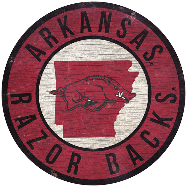 Arkansas Razorbacks 0866-12in Circle w/State