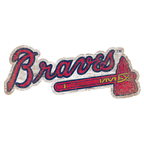 Atlanta Braves 0843-Distressed Logo Cutout 24in