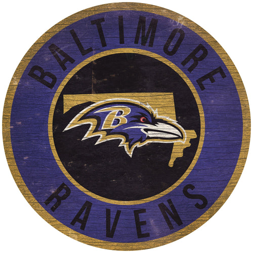Baltimore Ravens 0866-12in Circle w/State