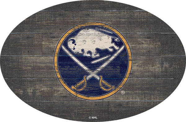 Buffalo Sabres 0773-46in Distressed Wood Oval