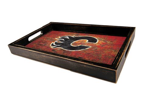 Calgary Flames 0760-Distressed Tray w/ Team Color