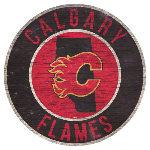 Calgary Flames 0866-12in Circle w/State