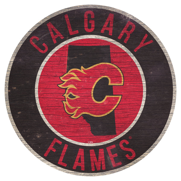 Calgary Flames 0866-12in Circle w/State