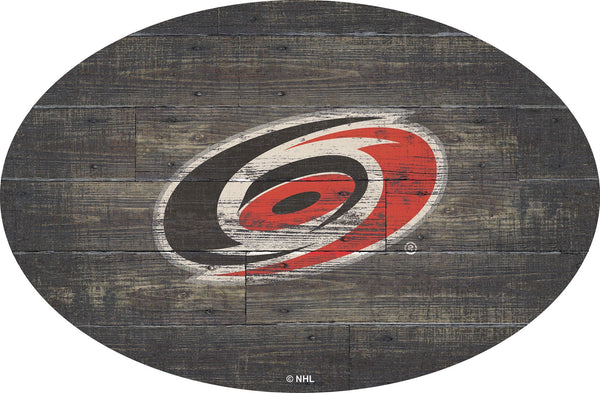 Carolina Hurricanes 0773-46in Distressed Wood Oval