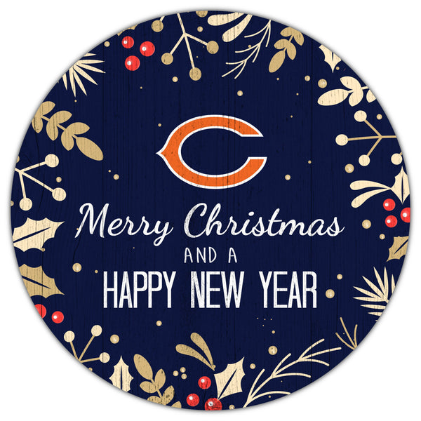 Chicago Bears 1049-Merry Christmas & New Year 12in Circle