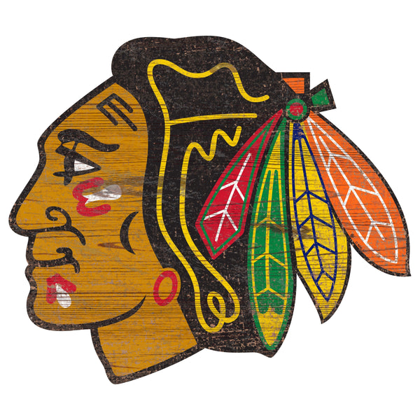 Chicago Blackhawks 0843-Distressed Logo Cutout 24in