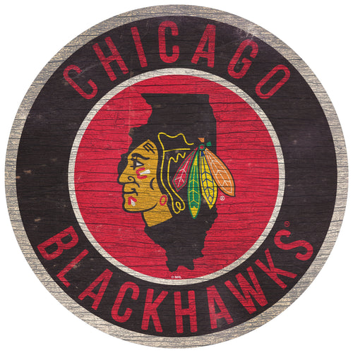 Chicago Blackhawks 0866-12in Circle w/State