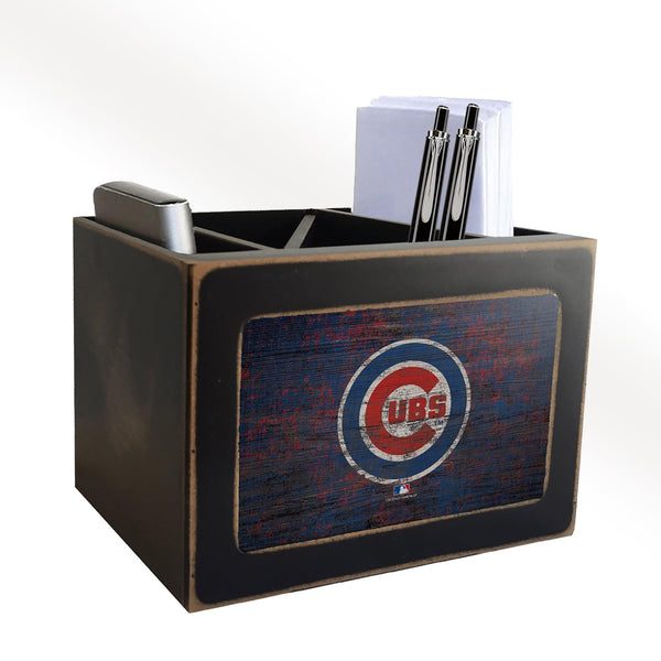 Chicago Cubs 0767-Distressed Desktop Organizer w/ Team Color