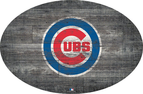 Chicago Cubs 0773-46in Distressed Wood Oval