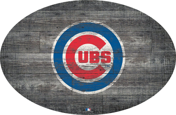 Chicago Cubs 0773-46in Distressed Wood Oval