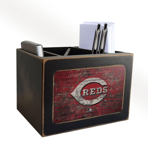 Cincinnati Reds 0767-Distressed Desktop Organizer w/ Team Color