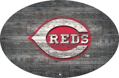 Cincinnati Reds 0773-46in Distressed Wood Oval