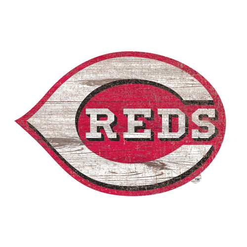Cincinnati Reds 0843-Distressed Logo Cutout 24in