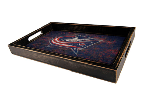 Columbus Blue Jackets 0760-Distressed Tray w/ Team Color