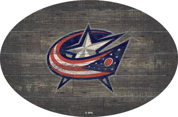 Columbus Blue Jackets 0773-46in Distressed Wood Oval