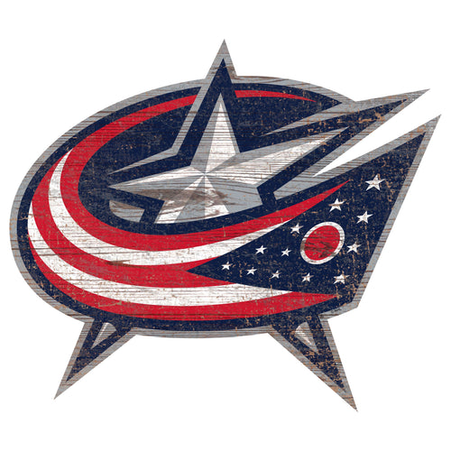 Columbus Blue Jackets 0843-Distressed Logo Cutout 24in