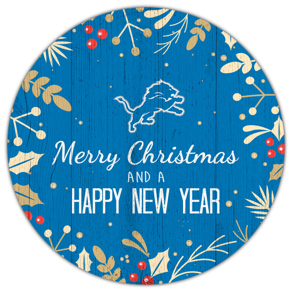 Detroit Lions 1049-Merry Christmas & New Year 12in Circle