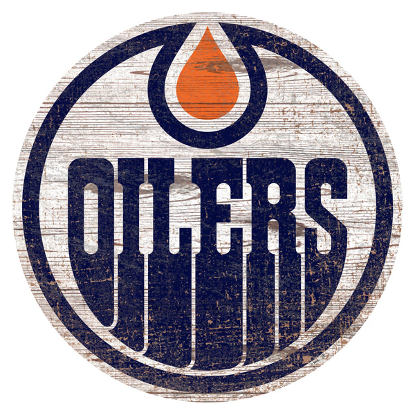Edmonton Oilers 0843-Distressed Logo Cutout 24in