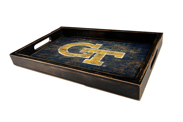 Georgia Tech Yellow Jackets 0760-Distressed Tray w/ Team Color