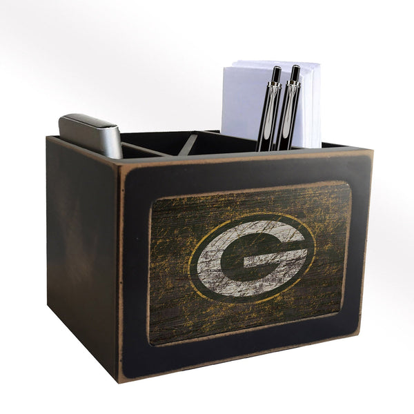 Green Bay Packers 0767-Distressed Desktop Organizer w/ Team Color