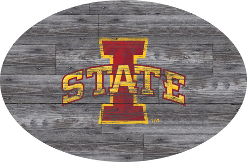Iowa State Cyclones 0773-46in Distressed Wood Oval