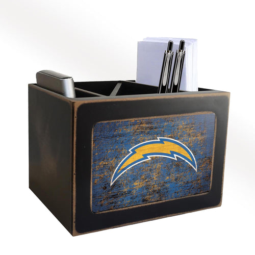 Los Angeles Chargers 0767-Distressed Desktop Organizer w/ Team Color