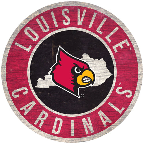 Louisville Cardinals 0866-12in Circle w/State