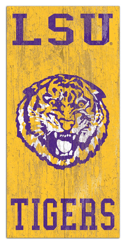 LSU Tigers 0786-Heritage Logo w/ Team Name 6x12