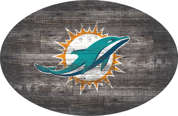 Miami Dolphins 0773-46in Distressed Wood Oval