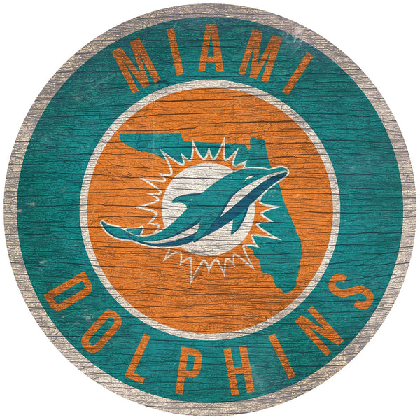 Miami Dolphins 0866-12in Circle w/State