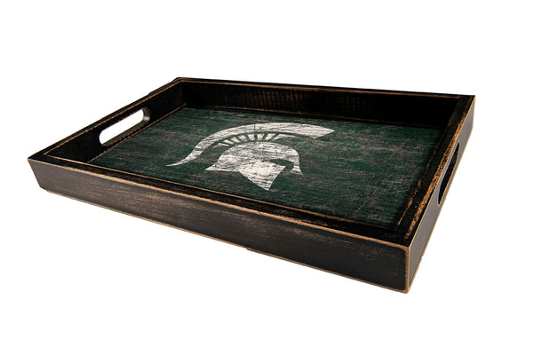 Michigan State Spartans 0760-Distressed Tray w/ Team Color