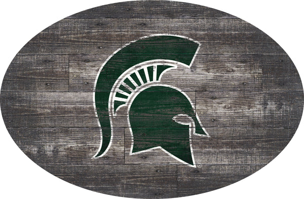 Michigan State Spartans 0773-46in Distressed Wood Oval
