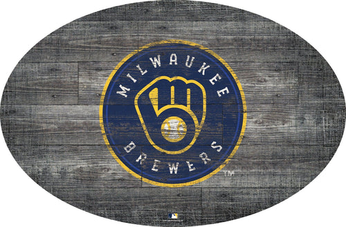 Milwaukee Brewers 0773-46in Distressed Wood Oval