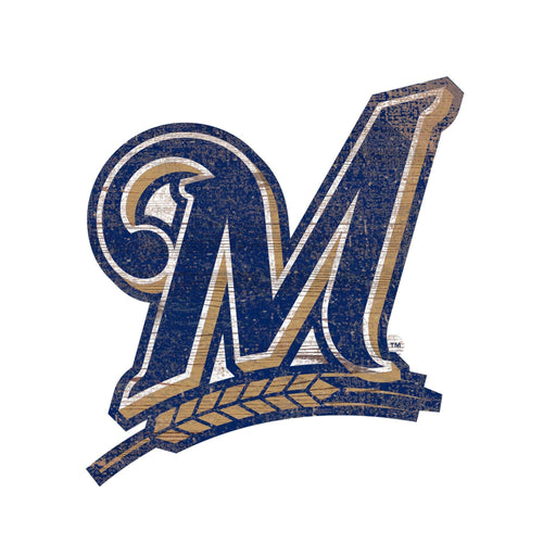 Milwaukee Brewers 0843-Distressed Logo Cutout 24in