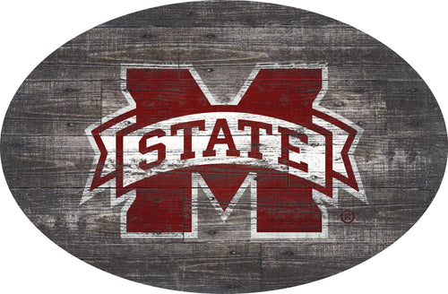 Mississippi State Bulldogs 0773-46in Distressed Wood Oval