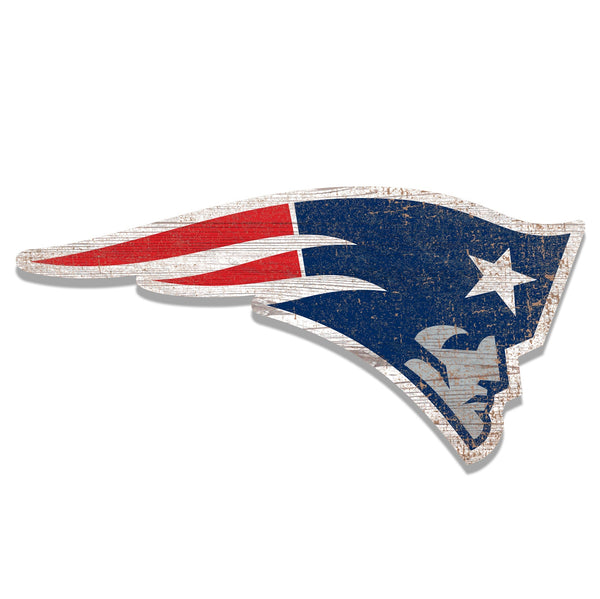 New England Patriots 0843-Distressed Logo Cutout 24in