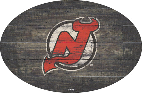 New Jersey Devils 0773-46in Distressed Wood Oval