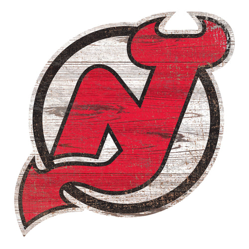 New Jersey Devils 0843-Distressed Logo Cutout 24in