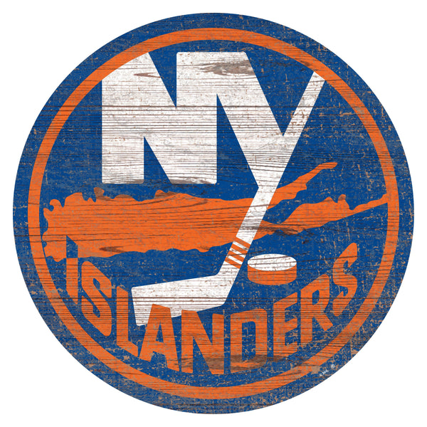 New York Islanders 0843-Distressed Logo Cutout 24in