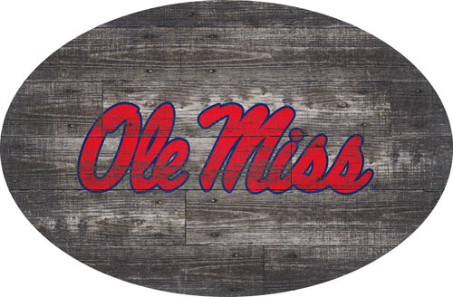 Ole Miss Rebels 0773-46in Distressed Wood Oval
