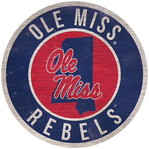 Ole Miss Rebels 0866-12in Circle w/State