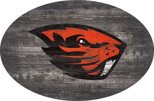 Oregon State Beavers 0773-46in Distressed Wood Oval