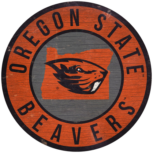 Oregon State Beavers 0866-12in Circle w/State