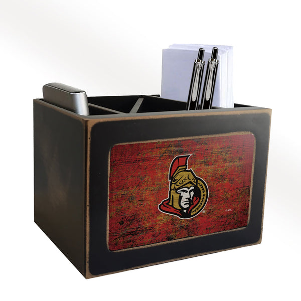 Ottawa Senators 0767-Distressed Desktop Organizer w/ Team Color