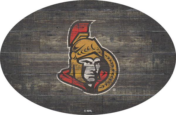 Ottawa Senators 0773-46in Distressed Wood Oval