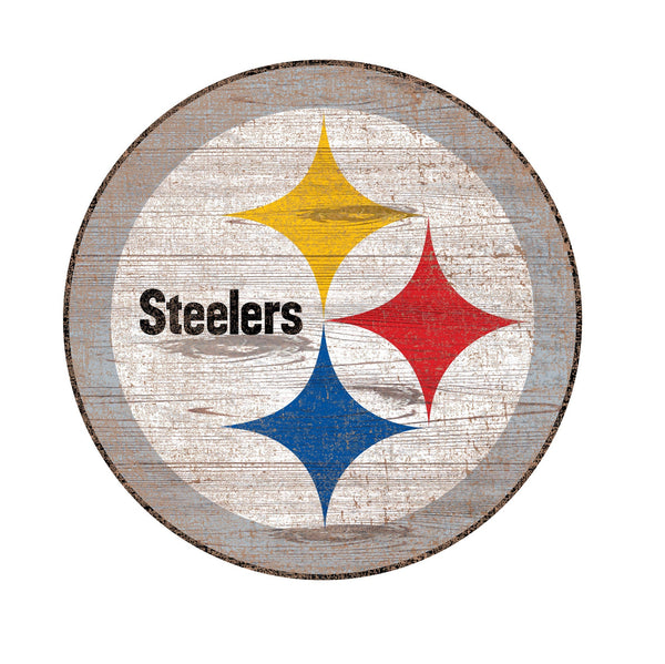 Pittsburgh Steelers 0843-Distressed Logo Cutout 24in