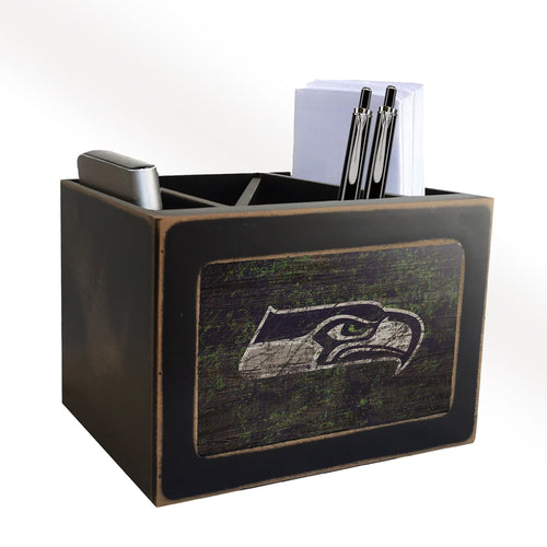 Seattle Seahawks 0767-Distressed Desktop Organizer w/ Team Color