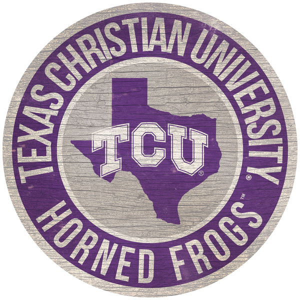 TCU Horned Frogs 0866-12in Circle w/State