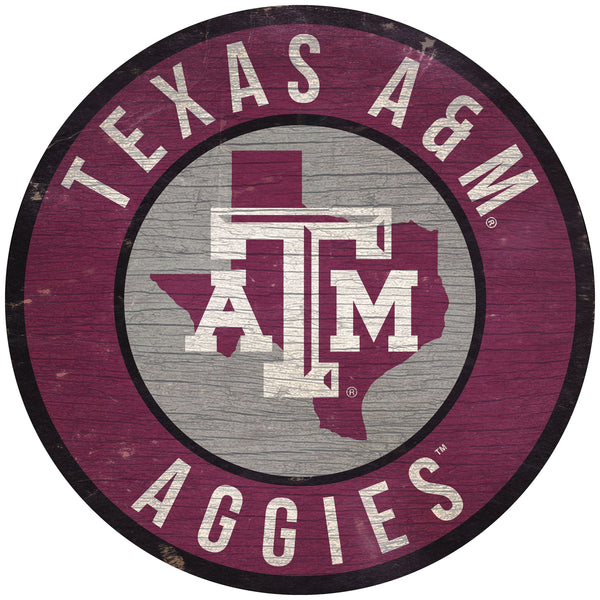 Texas A&M Aggies 0866-12in Circle w/State
