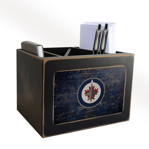 Winnipeg Jets 0767-Distressed Desktop Organizer w/ Team Color